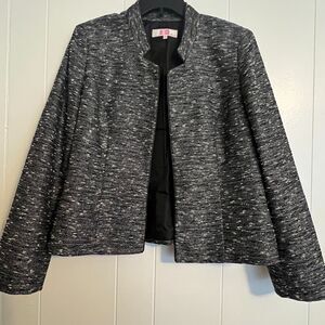9&CO. Suit Separates - Satin-Lined Suit Jacket Blazer - Black & White sz 14